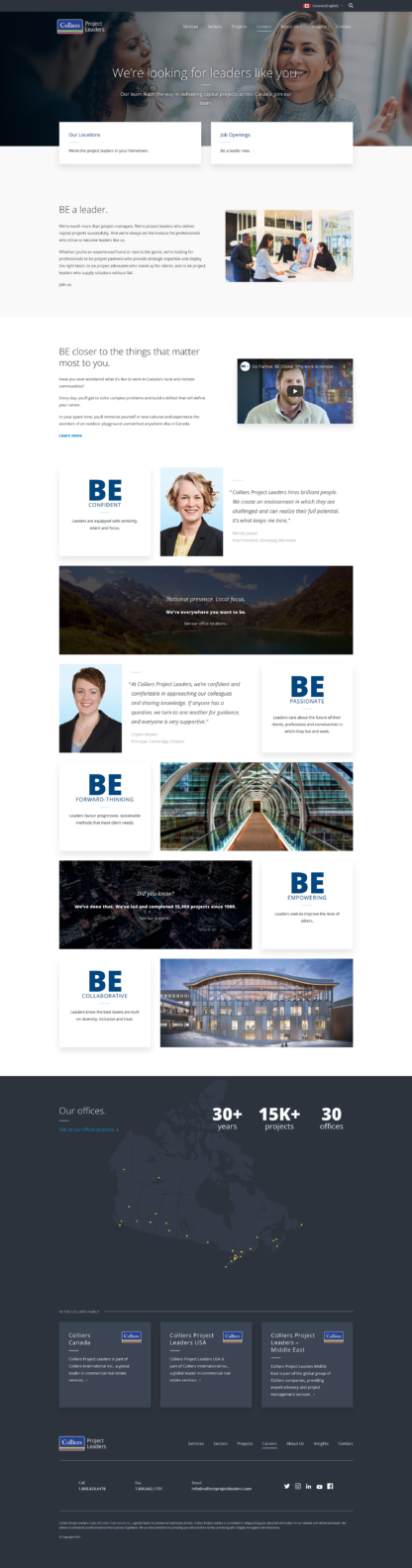 Screenshot of Colliers Project Leaders careers page